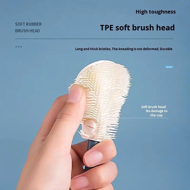 Premium Long-Handle Silicone Bottle Brush - Flexible Non-Scratch Cleaning Scrubber for Cups, Tumblers & Glassware