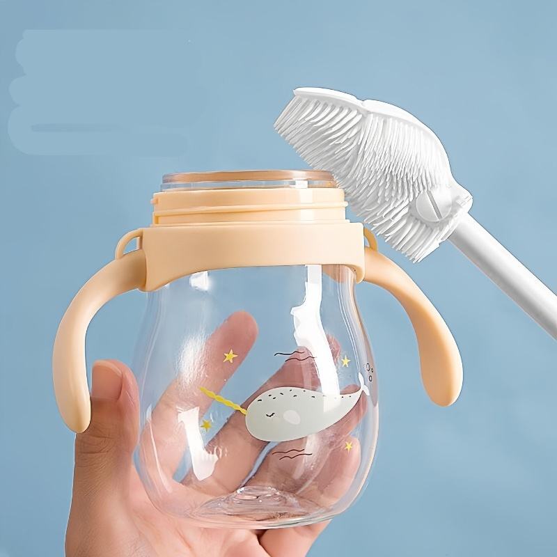 Premium Long-Handle Silicone Bottle Brush - Flexible Non-Scratch Cleaning Scrubber for Cups, Tumblers & Glassware