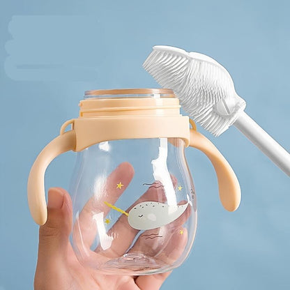 Premium Long-Handle Silicone Bottle Brush - Flexible Non-Scratch Cleaning Scrubber for Cups, Tumblers & Glassware