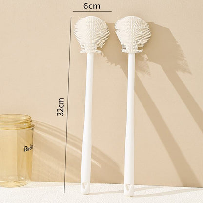 Premium Long-Handle Silicone Bottle Brush - Flexible Non-Scratch Cleaning Scrubber for Cups, Tumblers & Glassware